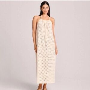 Vitamin A Cream Polka Dot cover up halter Dress NWT